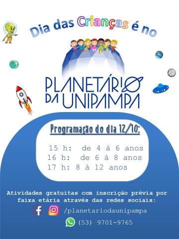 Planetário da Unipampa divulga programação para o dia da criança