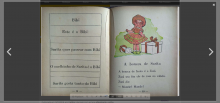Duas páginas da cartilha Sarita mostram atividades de alfabetização e leitura do século passado